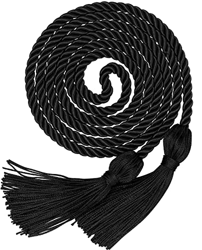 Image of Graduation Honor Cord Black Yarn Honor Cord with Tassel 67 inch Long for Graduation Ceremony