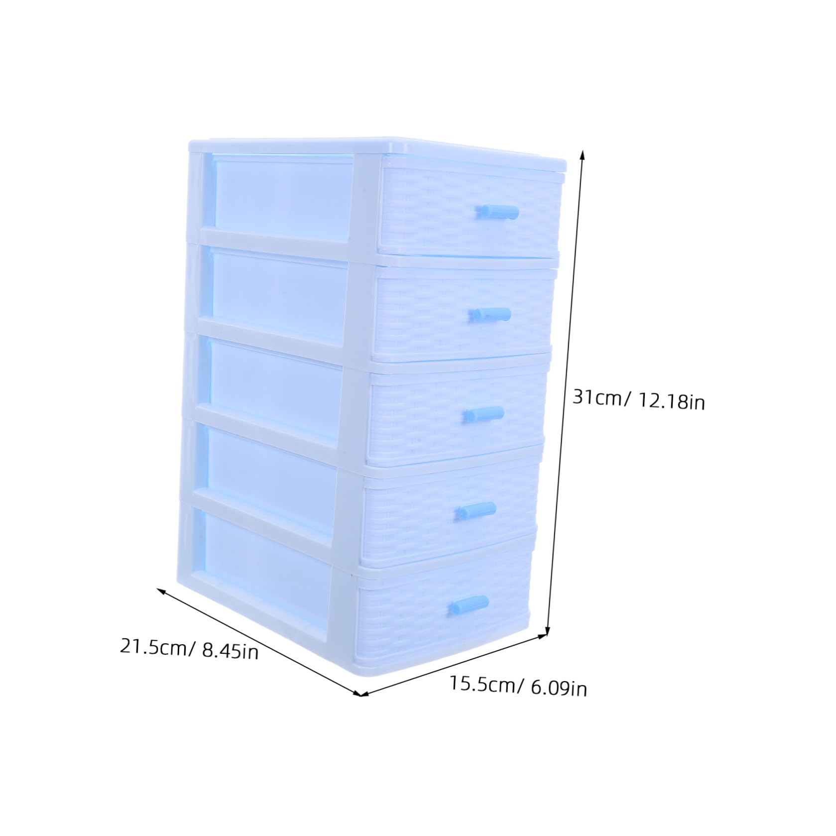 BESPORTBLE Organizer per Cassetti da Scrivania in Plastica Blu, Mobiletto Portaoggetti a 5 Ripiani, Scatola per Cosmetici e Accessori, Soluzione Salvaspazio per Ufficio, Casa e Laboratorio