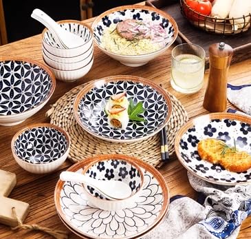 Image of Ceramic Serving Bowl Set of 6, 300 ML - Premium Floral Printed Bowls, Microwave Safe Bowls for Snacks, Soup, Rice, Dal, Curry, Fruits, Noodles, Elegant Tableware for Kitchen, Dining & Gifting