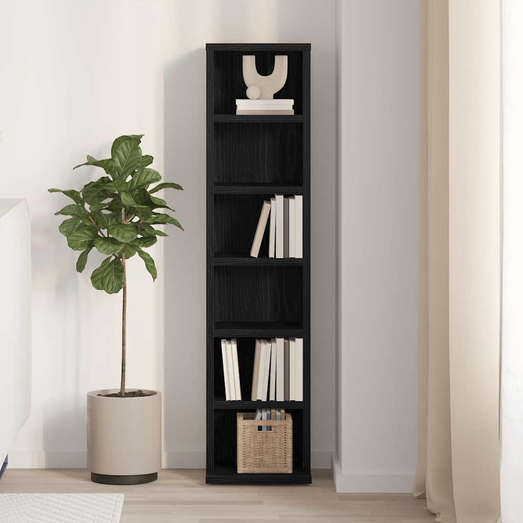 Mobile Porta CD Rovere Nero 21x20x88 cm in Legno Multistrato,Mobili,Armadietti e portaoggetti,Scaffali e armadietti per Supporti multimediali-862421