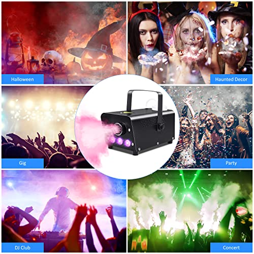 Lifmu Fog Machine, The New Upgrade Of Smoke Machine With Wireless Remote Control And Led Lights, 500W & 2000Cfm Bring Perfect Stage Effects For Halloween, Haunted Decor, Wedding And Various Parties #TOP3
