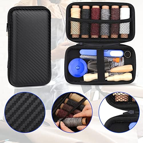38 Pcs Leather Sewing Tools with Storage Bag, Leather Sewing Kit, Leather Sewing Stitching Needles, Waxed Thread and Leather Craft Accessories, Leather Sewing Kits for Beginners and Professionals