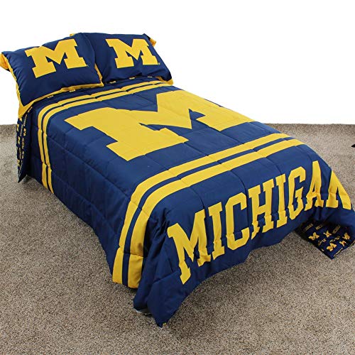 Image of College Covers Everything Comfy Michigan Wolverines Reversible Big Logo Soft and Colorful Comforter, Twin