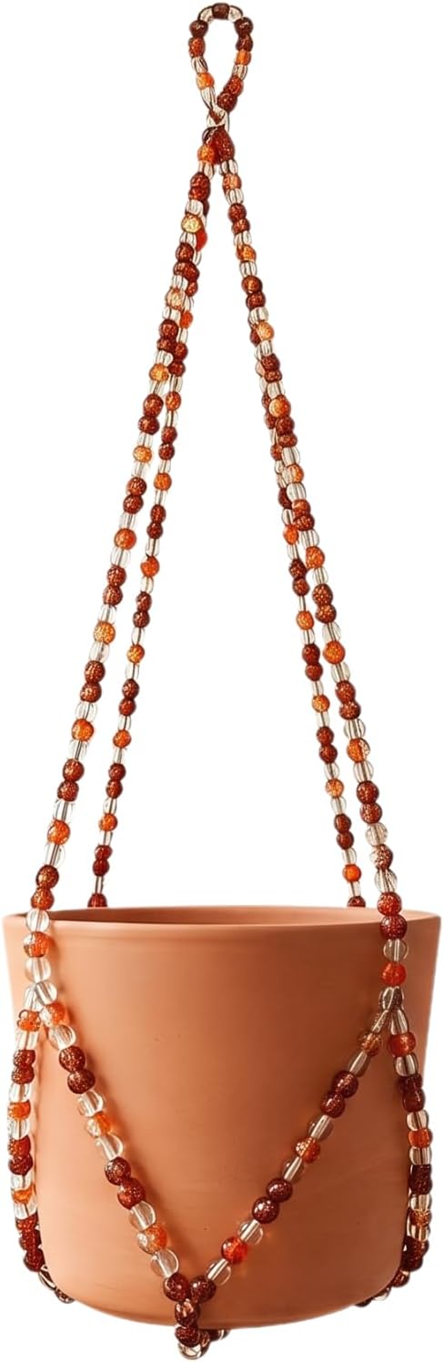 Glass Beaded Plant Hanger, Short Plant Hanger Indoor & Outdoor