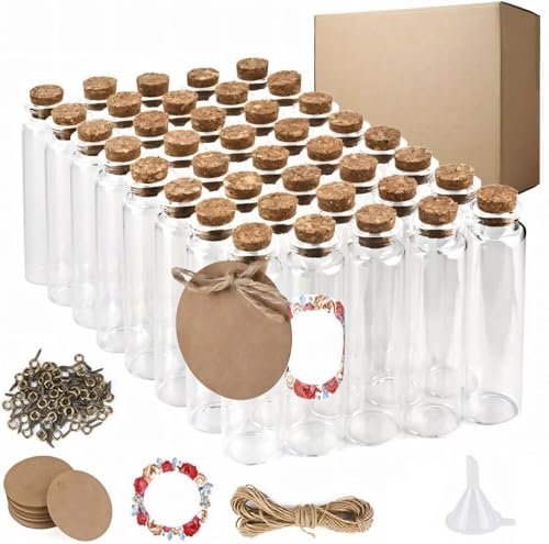 MAOOY 40 Stück 20ml Mini Korkstopfen Glasflaschen,Kleine Reagenzglas mit Korken,Mini Reagenzgläser Kleine Glasflaschen Gläser Flaschen Gewürzgläser Set für Hochzeit Gefälligkeiten Partei Dekoration