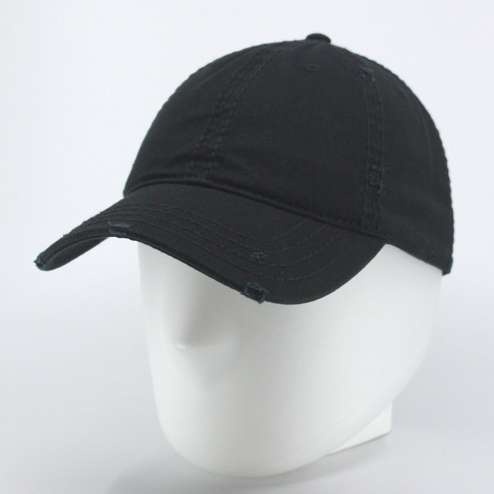 The Vintage Year Plain Washed Cotton Twill Distressed Low Profile Adjustable Baseball Cap - Image 3