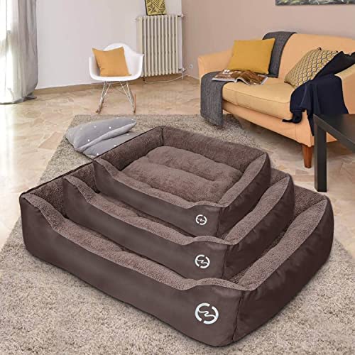 FRISTONE-Dog-Beds-Large-Washable-Pet-Basket-Orthopedic-Kennel-Bed-for-Large-Dogs-Deluxe-Fleece-Cushion-Blanket-XXL-Brown-354x276in