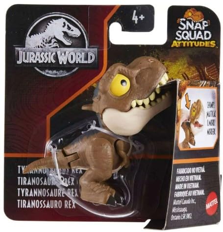 Jurassic World Dominion Uncaged Wild Pop Ups Dinosaur Toys, Collectible Figures, Manually Activated (Snap Squad Attitudes Tyrannosaurus Rex Brown)