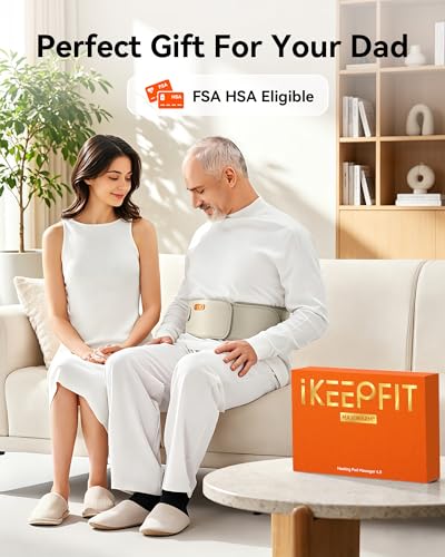 Image of IKEEPFIT Portable Heating Pad for Back, Cordless Wearable Heat Belt with Massager for Lower Back Pain Relief, Battery Powered 8000 mAh Rechargeable, MAXwarm 3.0, Gift for Women Men 90-310 lbs