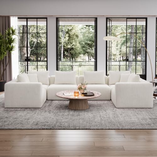 Image of Avenco 141-inch 6-seat Modular Sectional Sofa Couch, Corduroy Fabric