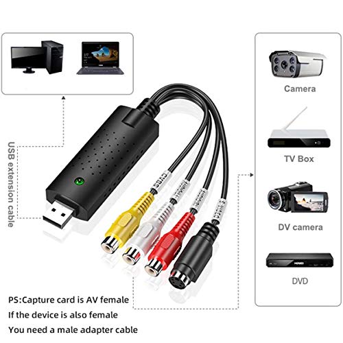 OQS USB 2.0 Audio/Video Konverter, Capture de Carte USB Le Capteur Vidéo Convertit Hi8 VHS, VHS Digitalisieren und Video… – Bild 3