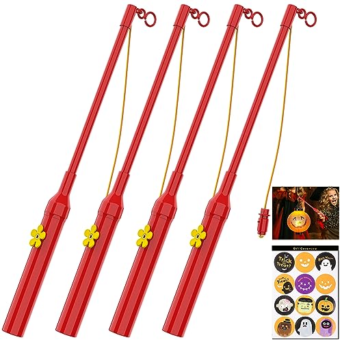 Bigqin 4 Stück LED Laternenstab Elektrisch, 30cm Länge Laternenstab mit Led Warmgelbes Licht, Kinder Elektrischer Stab für Sankt Martin Laternenumzüge und Halloween Kinderpartys - Rot