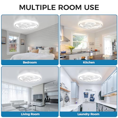 Biukis Modern Ceiling Fans With Lights: Ceiling Fan With Lights 3 Color 6 Wind Speeds Smart App Remote Low Profile Ceiling Fan For Living Room Bedroom Dining Room Outdoor thumb #5