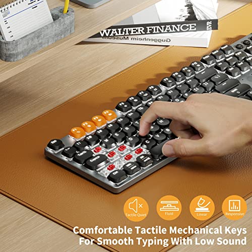 Protoarc Bluetooth Mechanical Keyboard For Office, Mech K300 Tactile Quiet Comfortable Keyboard With Backlit Low Profile Keys, Wired/Wireless Rechargeable Programmable Keyboard, Mac/Windows/Android #TOP2