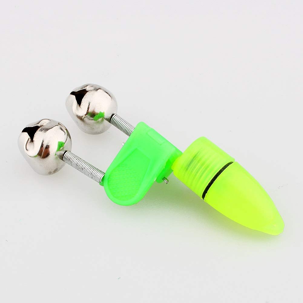 Nikou Alarma de Pesca - Campanas de Pesca Accesorios para Pescar de Noche Punta de la Varilla Clip de luz LED Varilla de Campanas Dobles Indicador de mordida Indicador Alarma