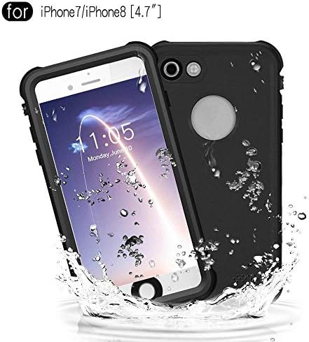 Waterproof Case for iPhone 7/iPhone 8 (4.7 Inch), Full Sealed Protective Cover Built-in Screen Protector IP68 Waterproof Case for Outdoor Sports, Shockproof, Snowproof, Dirtproof 【Black】