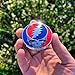 The Stealie 2.0 Car Badge Emblem in Red and Blue