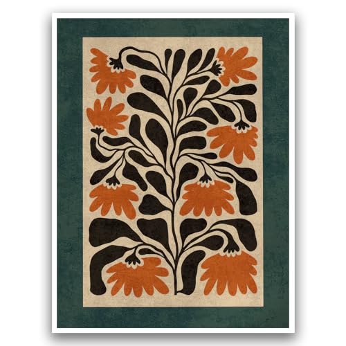 ZHGYGBN Retro Floral Print Abstract Floral Botanical Prints Boho Wall Decor Vintage Botanical Wall Painting Wildflowers Poster for Home Apartment Living Room Dorm Wall Decor 12x16 inch Unframed