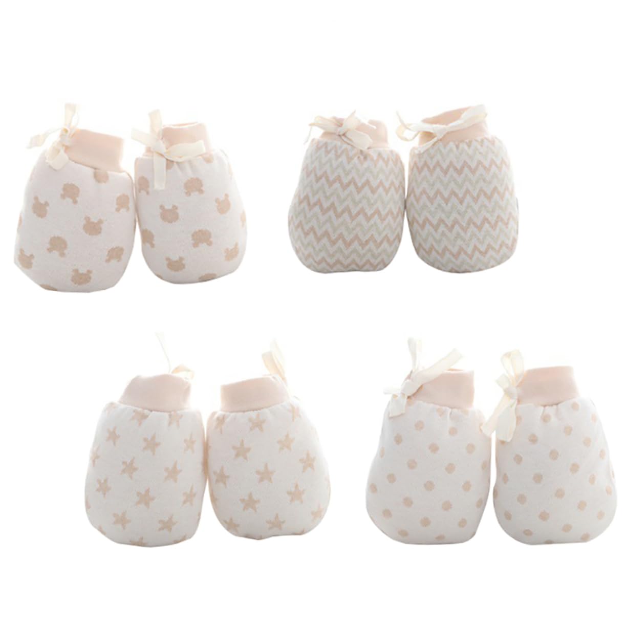 Homoyoyo Infant Winter Mittens 4 Pairs Non-scratch -scratch Gloves Warm and Comfortable Cotton Mittens