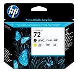 HP C9384A Tête d'Impression DesignJet HP 72 Noir Mat et Jaune Authentique, pour Traceurs Grand Format HP DesignJet T2300 eMFP, T1300, T1200, T1120, T1100, T1100, T795, T790, T770, T620, T610 et T600