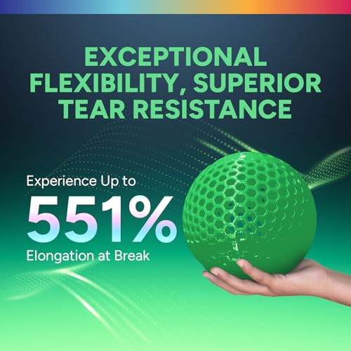 Image of OVERTURE TPU Filament 1.75mm Flexible Roll, 95A Soft 3D Printer Filament, 1kg Spool (2.2 lbs), Fit Most FDM Printer (TPU Neon Green)