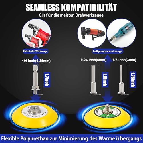 Pomsare 133 Stück Polieraufsatz Akkuschrauber, 75mm Schleifscheiben Nassschleifpapier, Scheinwerfer Politur Polierset Polierschwamm Polierpad, Genieß neu Ergebniss