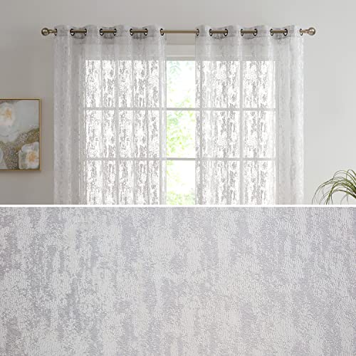 Hlc.me Crawford Modern Abstract Decorative Semi Sheer Light Filtering Grommet Window Treatment Curtain Drapery Panels For Bedroom & Living Room - Set Of 2 Panels (54 X 84 Inches Long, Grey) #TOP16