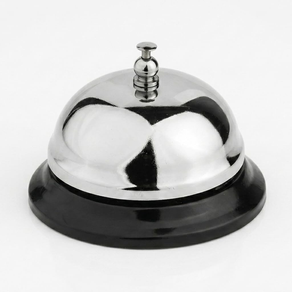 Ravian Reception Call Bell Stainless Steel Desk Service Ringer Hotel School Restaurant Counter Classroom Office Elder Care Loud Attention Alert Hand Bell