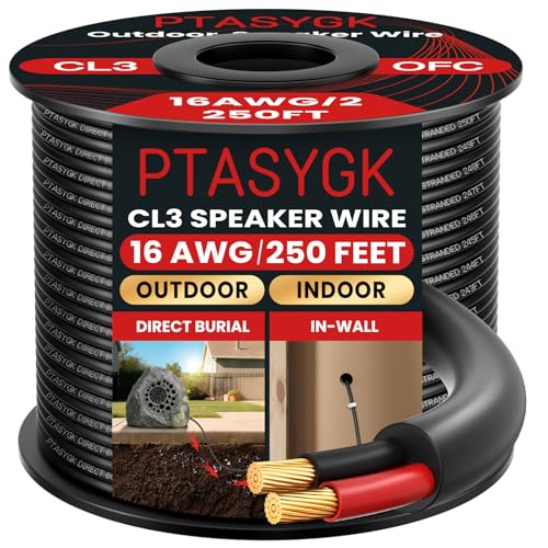 Cable de altavoz para exteriores 16/2 resistente UV de 250 pies CL3