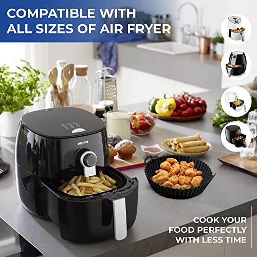 4-Pack Silicone Air Fryer Liner 6.3Inch Reusable Air Fryer Silicone Basket Heat Resistant Easy Cleaning Air Fryers Silicone Pot Round Shape For Air Fryer Oven Accessories (Blue+Red+Green+Black) #TOP6