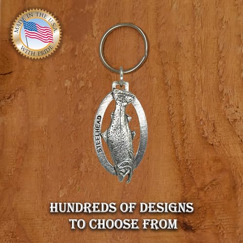 Image of Steelhead Male Keychain Pewter Keychain, F032KC