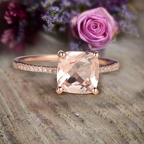 Huge Sale: 1.25 Carat Morganite (cushion cut Morganite) and Diamond Engagement Ring in 10k Rose Gold Huge Sale: 1.25 Carat Morganite (cushion cut Morganite) and Diamond Engagement Ring in 10k Rose Gold
