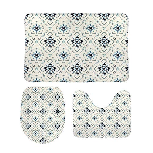 Tapis de bain antidérapant et absorbant en velours corail | Ensemble 3 pièces - 2
