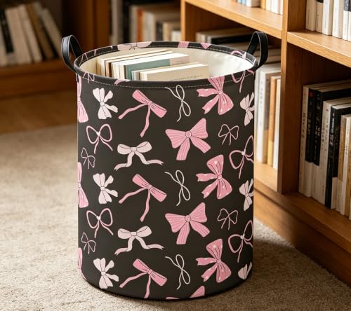 Image of 19.7 inch Laundry Basket,Waterproof Clothes Hamper,Room Decor,Gift Baskets(Bowknot)