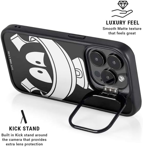 Skinit Kickstand Phone Case Compatible with iPhone 16 Pro Max - Officially Licensed Looney Tunes Marvin The Martian Black and White Design