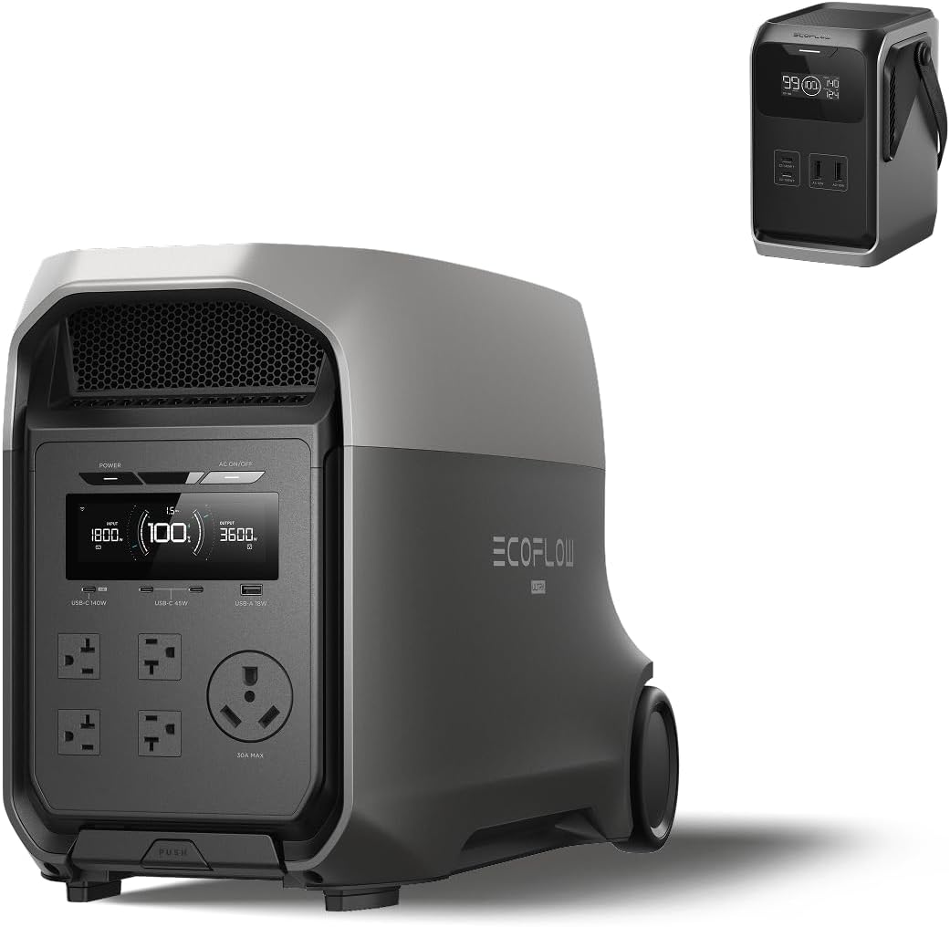 EF ECOFLOW DELTA 3 Ultra Portable Power Station, 3072Wh LiFePO4 Battery, 3600W (Surge 7200W) Output Home Power, Solar Generator for Home Use, Camping Accessories, Emergencies & RV Backup