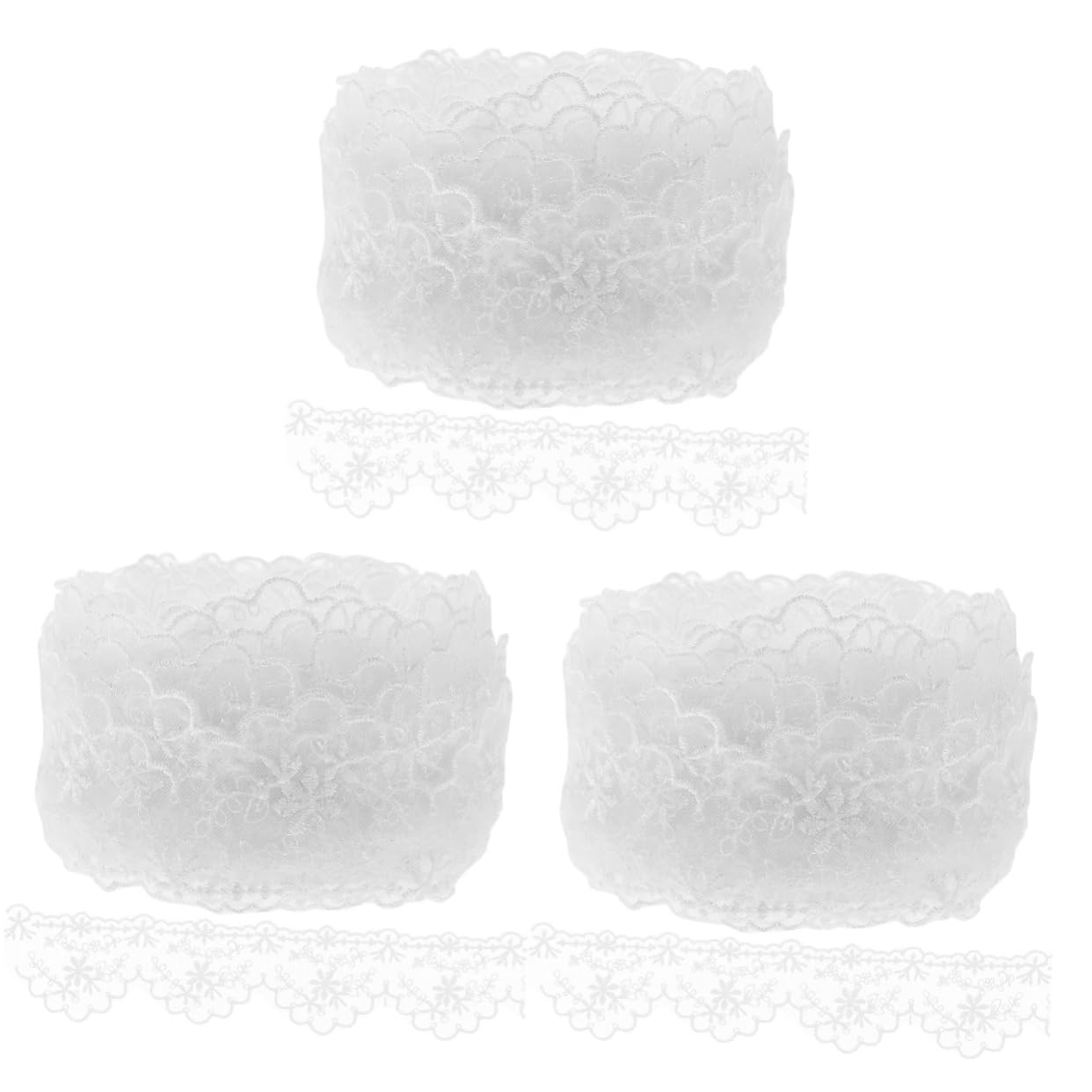 Ciieeo 3rollos Ribete De Encaje Para Costura Decorativa Trim Para Bricolaje Accesorio De Costura De Yardas