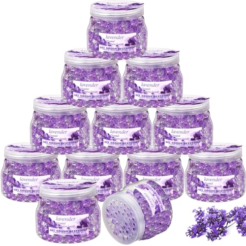 12 Pcs Odor Eliminator Beads 10 Ounces Air Freshener Gel Bulk Long Lasting Air Freshener Scent Beads for Home Office Bathrooms Cars Boats Rvs and Pet Areas(Lavender Scent)