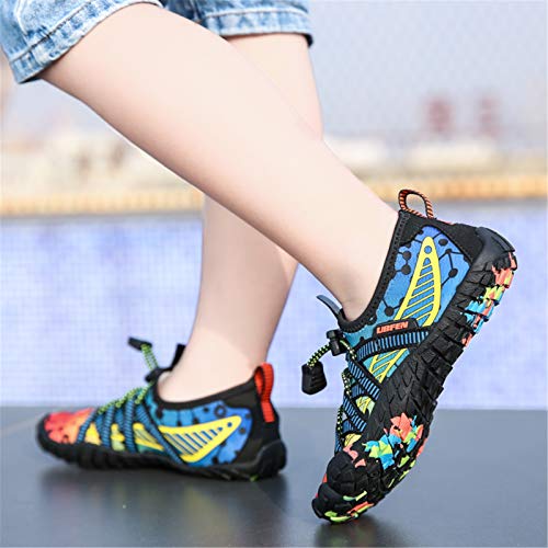 Image of UBFEN Water Shoes for Kids Boys Girls Aqua Socks Barefoot Beach Sports Swim Pool Quick Dry Lightweight Toddler Little Big Kid | Lightweight, Barefoot-style, Perfect for Water parks, Beach, Pool, Kayak, Creek Hiking, Camping, Toddler, Little Kid, Big Kid