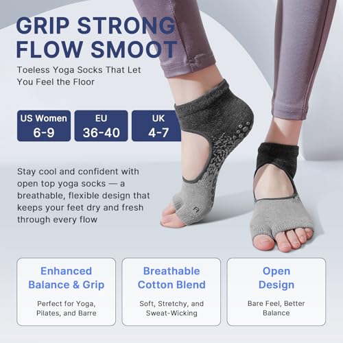 Image of Pilates Socks for Women Grip Yoga Non Slip Socks for Barre Dance Workout Hospital
