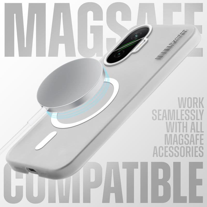Image of Mr. Case Back Cover for Poco F7 5G Elegant Frosted White Translucent Back Only Compatible with Wireless Magnetic Accessories | Anti-Scratch Shockproof Phone Case - White