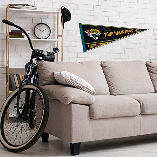 Image of Rico Industries NFL Football Jacksonville Jaguars Personalized - Custom 12 inch x 30 inch Soft Felt Pennant - EZ to Hang