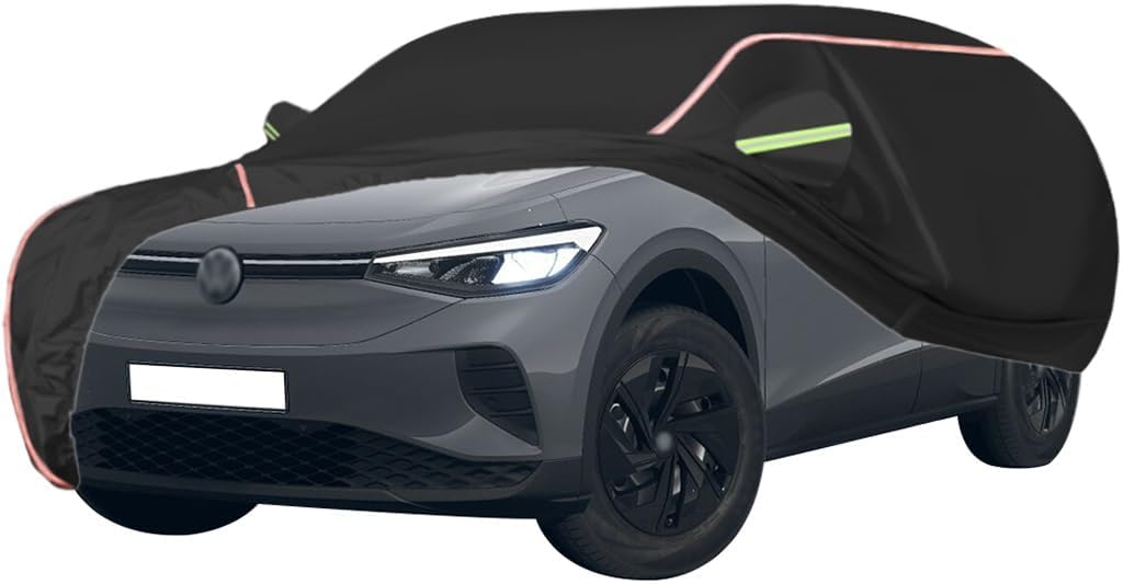 WOLWES Car Cover are Suitable for VW ID.4 Pure/Pro/GTX All-Weather Windproof, Snowproof, Rainproof, UV-Protected and Breathable All-Season Universal with Side Door Zip Oxford Cloth Car Cover (Color :