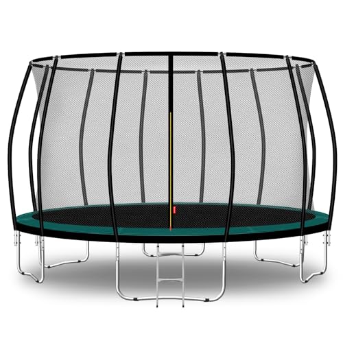Baunsal® Trampolin Outdoor Ø 396 cm (FGIS) grün-schwarz als Komplettset Gartenspielzeug Kindertrampolin Gartentrampolin rund Garten Spielzeug für Kinder