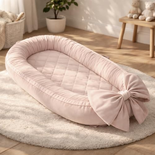 Image of EAQ Baby Lounger, Infant Lounger for Newborn,Portable Baby Nest Cover Breathable & Soft, Newborn Essentials