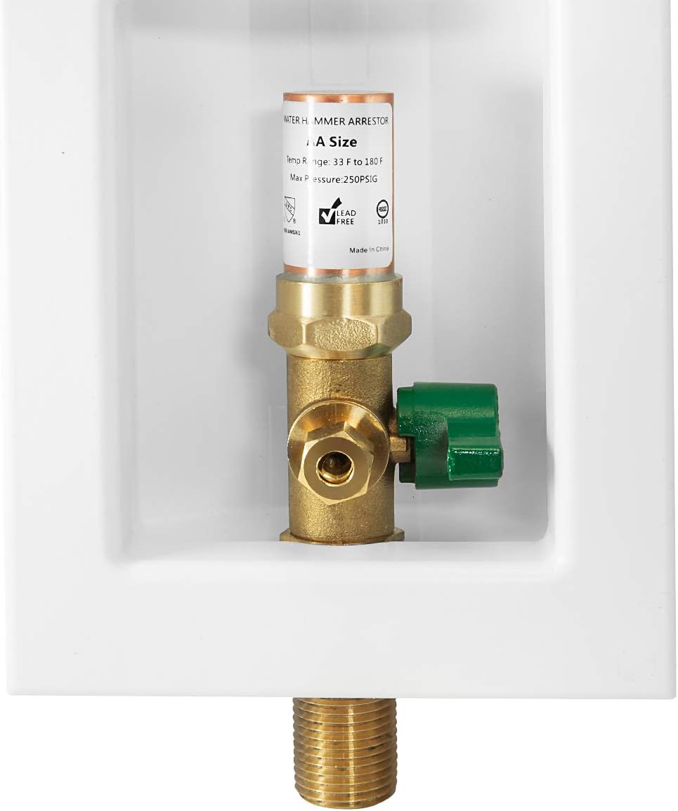 EFIELD Sweat Pre-assembled Ice Maker Outlet Box, 1/2-Inch Sweat with Installed 1/4-Turn Ball Valve with Copper Water Hammer Arrestor,(IM006)