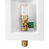 EFIELD Sweat Pre-assembled Ice Maker Outlet Box, 1/2-Inch Sweat with Installed 1/4-Turn Ball Valve with Copper Water Hammer Arrestor,(IM006)
