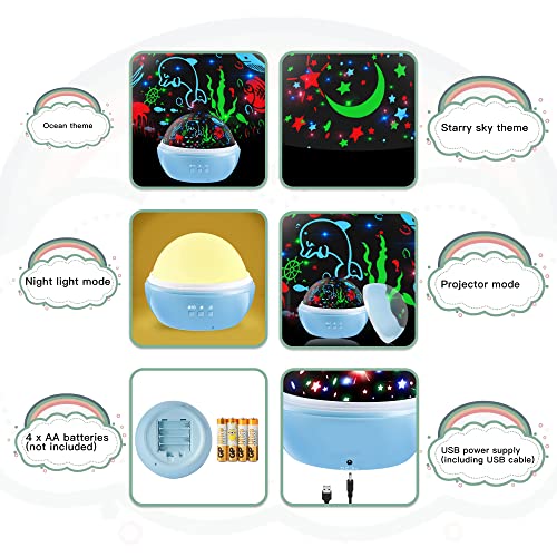 Night Light For Kids,360° Rotating Starry Night Light Projector For Babys,Ocean Wave Projector For Kids Toddlers, Easter Birthday Gifts For Children,Boys Girls Bedroom Decor #TOP2
