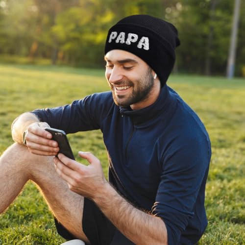 3 Pcs Parent-Child Beanie Hat Mama Papa Mini Embroidery Knitted Hat Winter Warm Cuffed Cap Matching Family Beanie Hat4