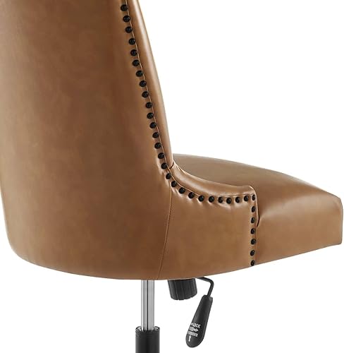 Miniatura 6 de Modway Empower Channel - Silla de oficina de cuero vegano capitoné, color negro y marrón, 27 x 22 x 38.5 pulgadas